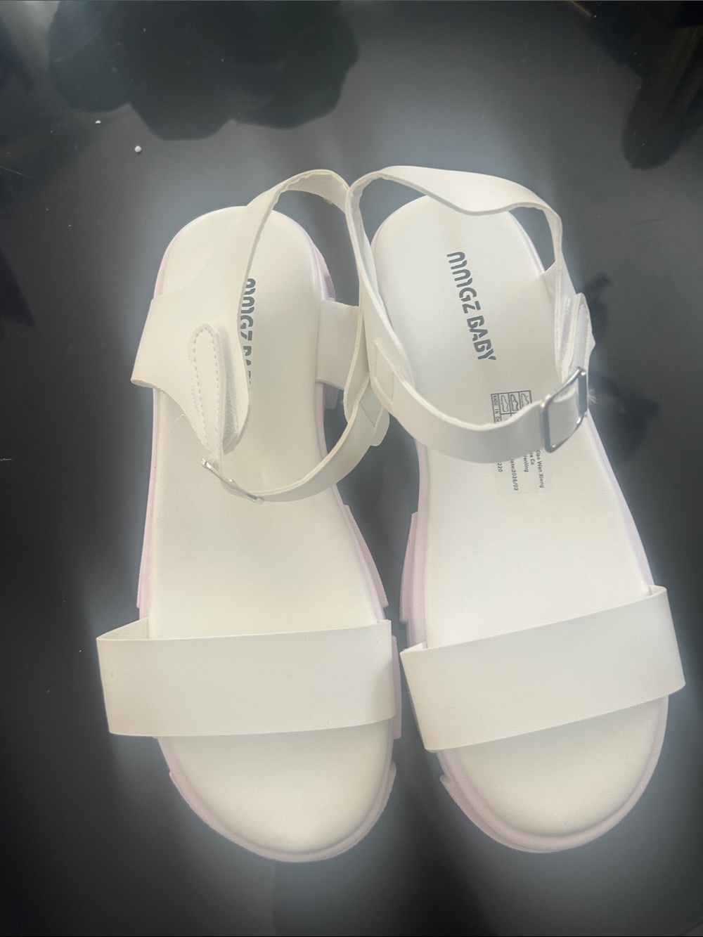 White Kids Slingback Sandals